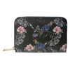 Black Parrot and Flowers Wallet Zip