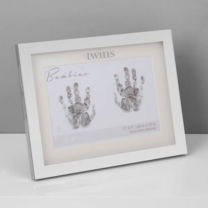 BAMBINO SILVER PLATED HANDPRINT FRAME WITH INK PAD  TWINS
