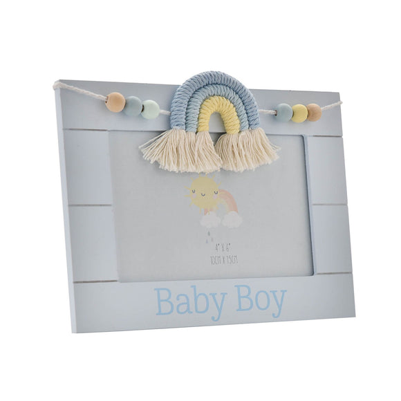 Petit Cheri Wooden Photo Frame Macrame Rainbow Baby Boy 6X4