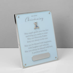 Blue On Your Christening Plaque with Engraving Plate