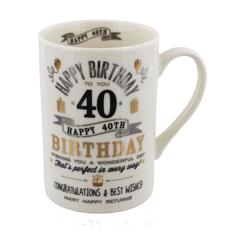 SIGNOGRAPHY SILVER  GOLD 40TH BIRTHDAY MUG
