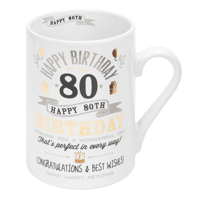 SIGNOGRAPHY SILVER  GOLD 80TH BIRTHDAY MUG
