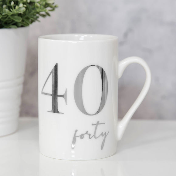 Milestones Porcelain 11oz Mug With Silver Foil  40th Birthday