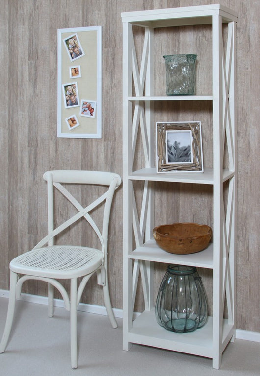 Antique White Wood Criss Cross Unit