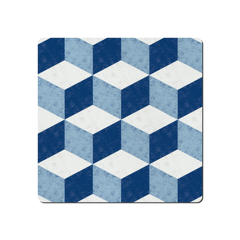 Denby Blue Geometric Square Placemats Set Of 6
