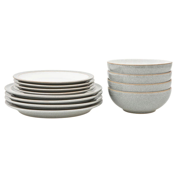 Denby Elements Light Grey 12 Piece Tableware Set