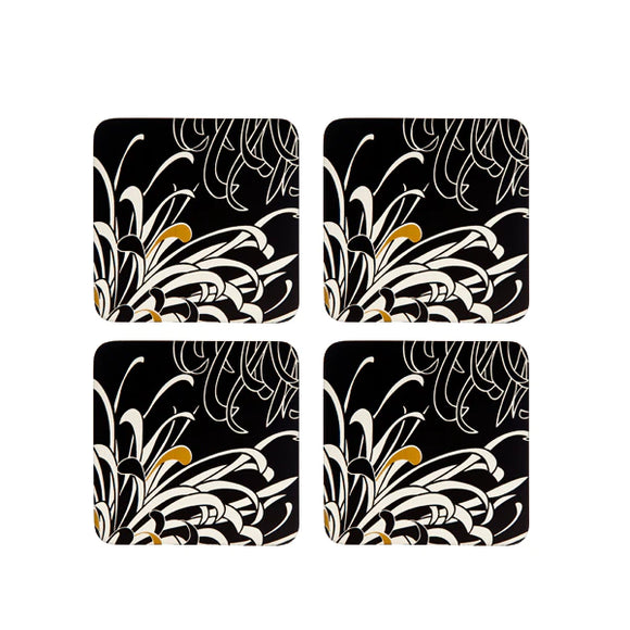 Monsoon Chrysanthemum Charcoal 4x Coasters