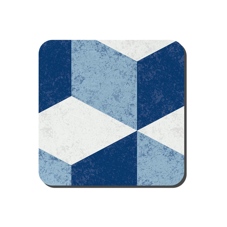 Denby Blue Geometric Square Coasters Set Of 6