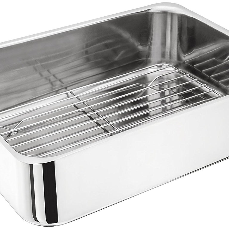 Judge Rectangle Roasting Pan with Rack Heavy Grade Steel Enamel Tray for Everyday Cooking