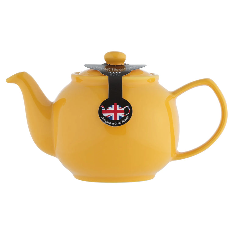 Price & Kensington Mustard 6 Cup Teapot - Stoneware Teapot for Tea and Coffee Brewing & Serving