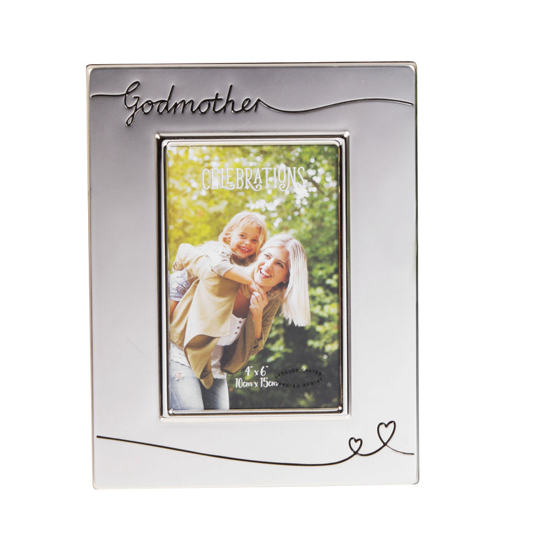 4 X 6  Celebrations Silver Plated Godmother Photo Frame