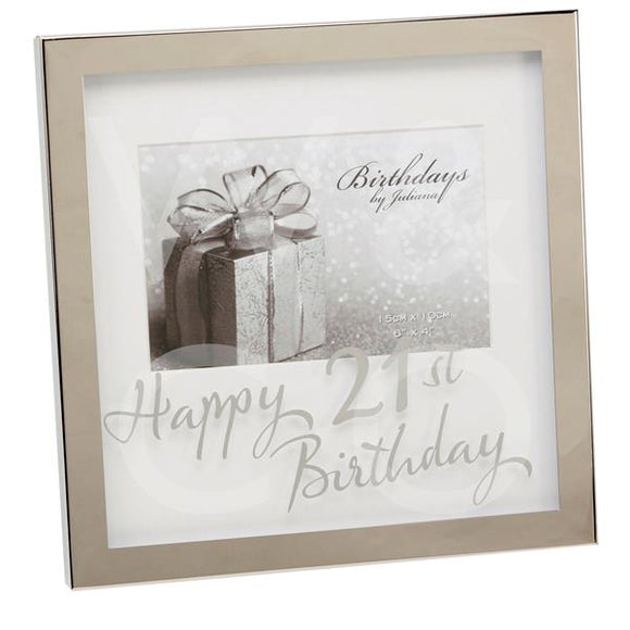 6x4  Birthdays by Juliana Silver plated Box Frame  21st