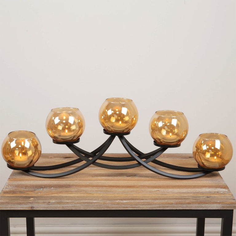 Hestia Black Metal Candle Holder 5 Cups