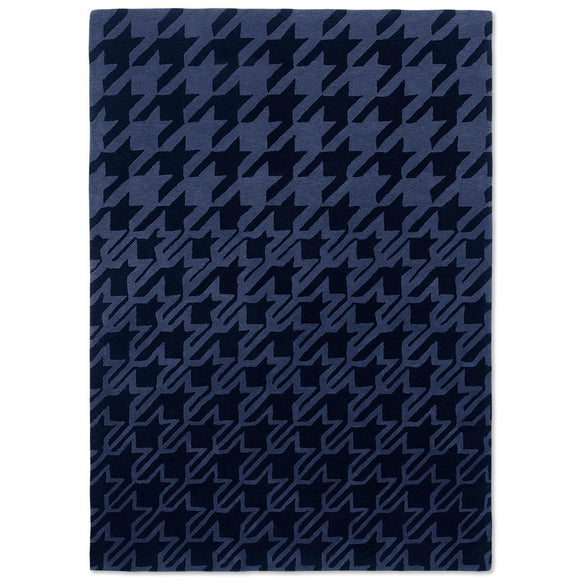 Ted Baker Houndstooth Rug Dark Blue