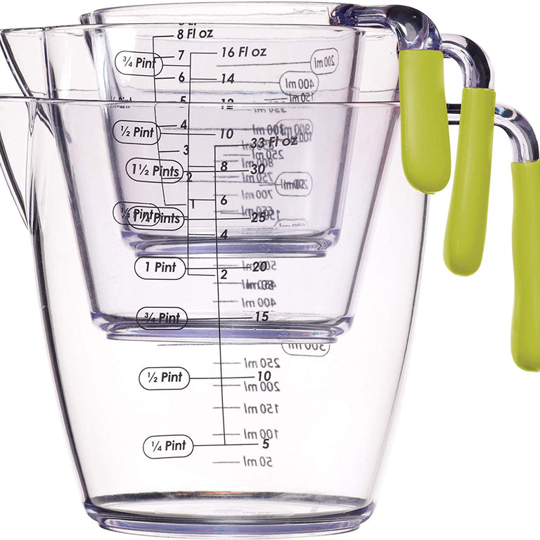 Colourworks 3 Piece Green Acrylic Measuring Jug Set