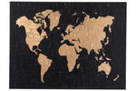 Painting World Map CanvasWood BlackGold