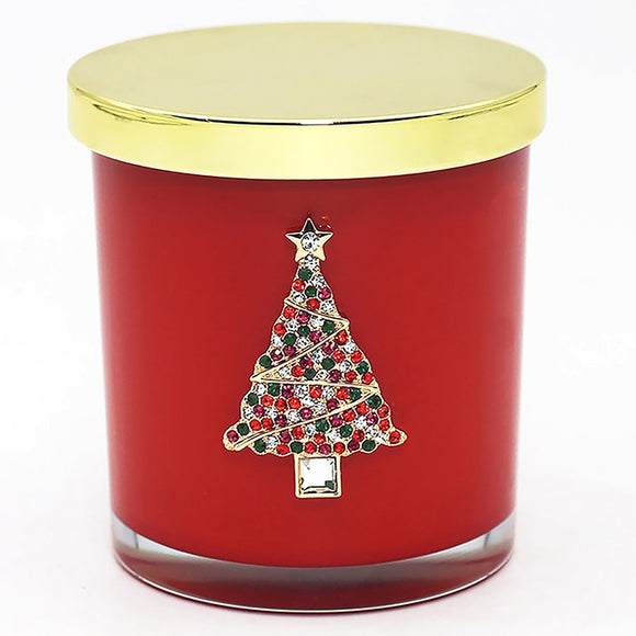 Gold Tree Candle Red