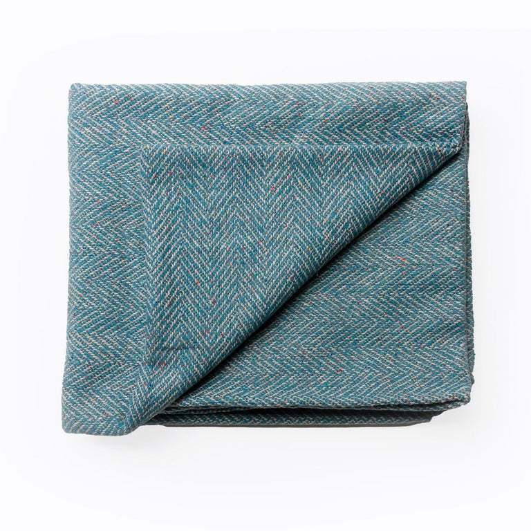 Tweedy Herringbone Blue Throw