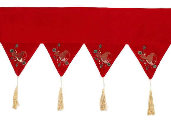Merry Robin Christmas Mantle Piece Runner 12
