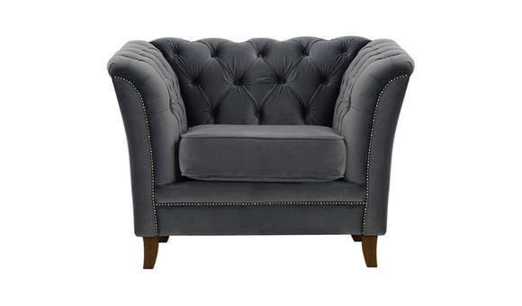 Newport 1 Seater Chair Grey Velvet