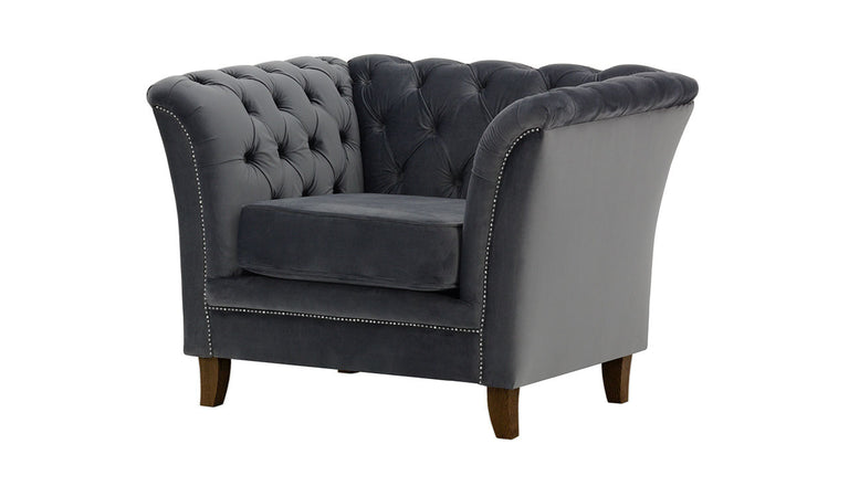 Newport 1 Seater Chair Grey Velvet