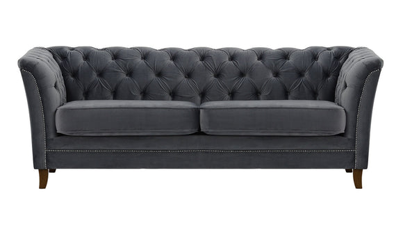 Newport 3 Seater Grey Velvet