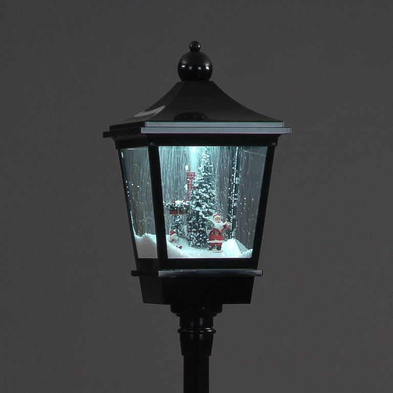 Snowtime 184cm Black Street Lamp with Santa Scene