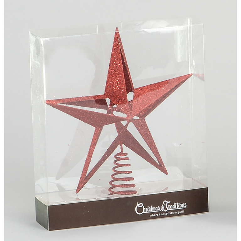 28CM Glitter Star Tree Topper Red