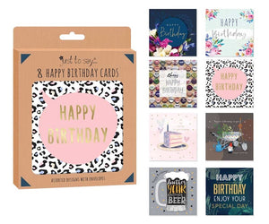8 Adult Birthday Cards in Keepsake Box