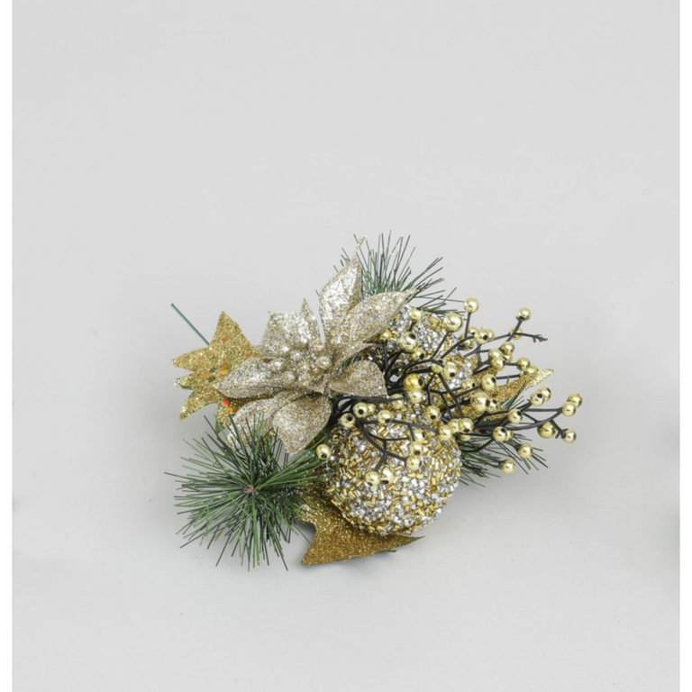 22CM Poinsettia Ball Pick Champagn
