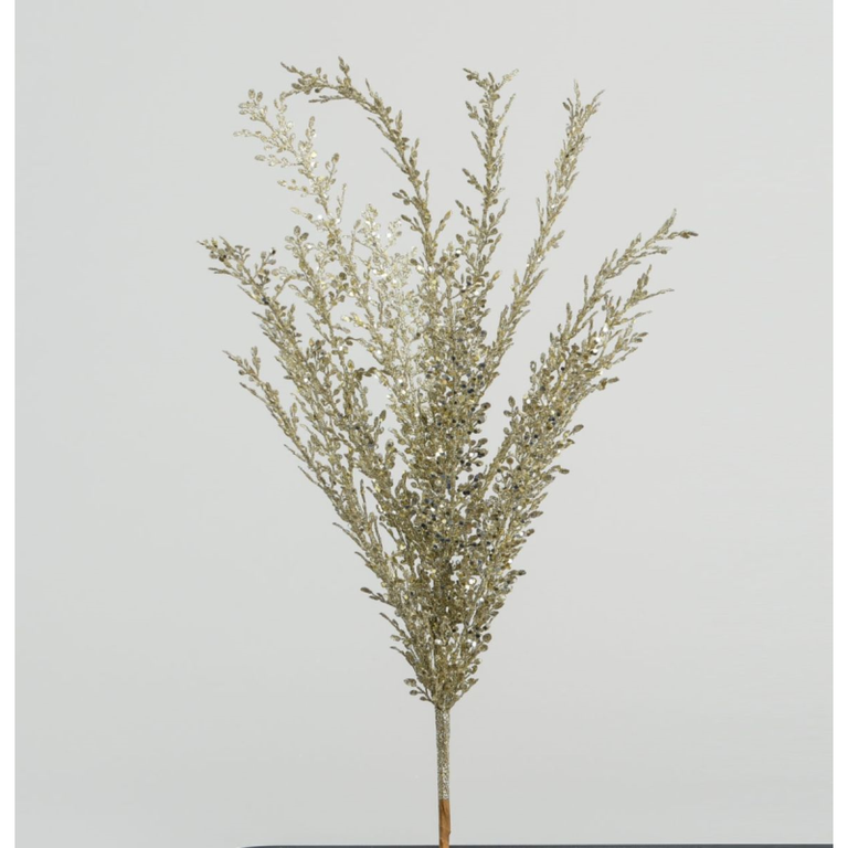60CM Glitter Mini Leaf Bush Champagne
