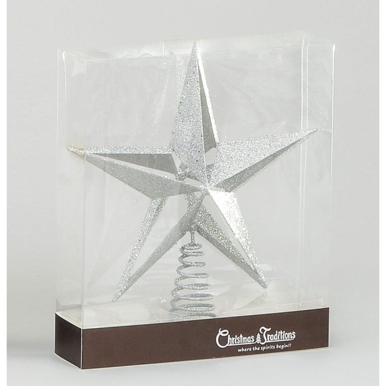 28CM Glitter Star Tree Topper Silver