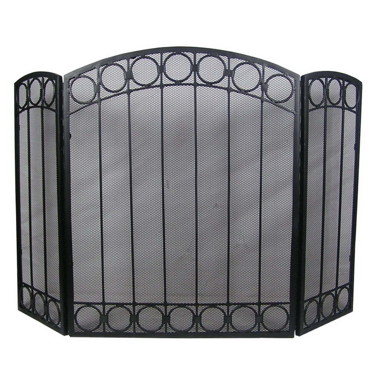 Castle Living 3 Panel Circle Design Firescreen Black 25in