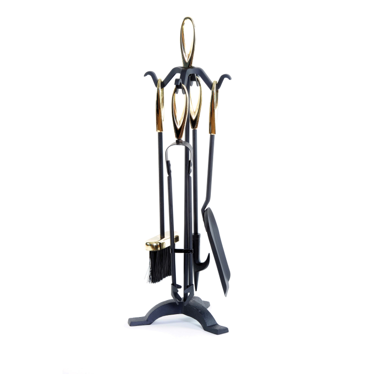 Castle Living Loop 5 Piece Companion Set Black & Brass 24in