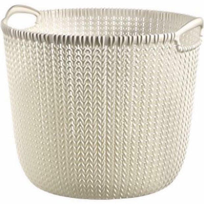 Curver Knit Round Storage Basket  Oasis White