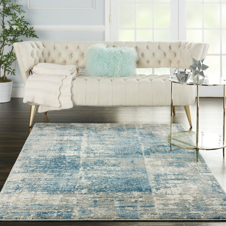 Nourison Solace Rug 02 Ivory Grey Blue