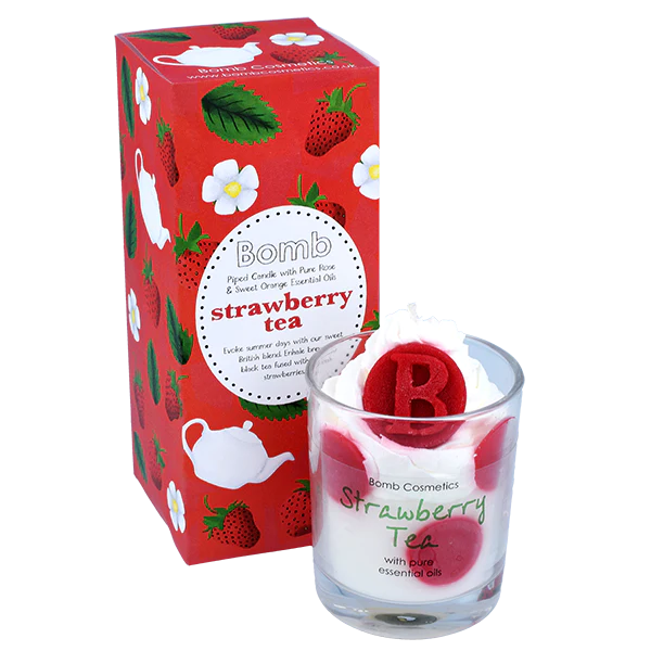 Strawberry Tea Piped Glass Candle