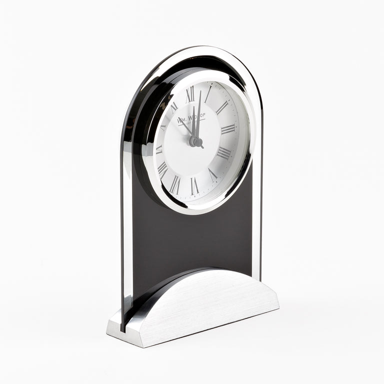 William Widdop Arched Glass  Wood Mantel Clock