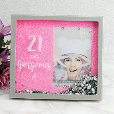 Sparkle Box Frame 4x 6  21 and Gorgeous