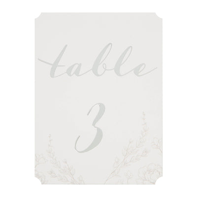 Pack Of 12 Wedding Table Number Cards