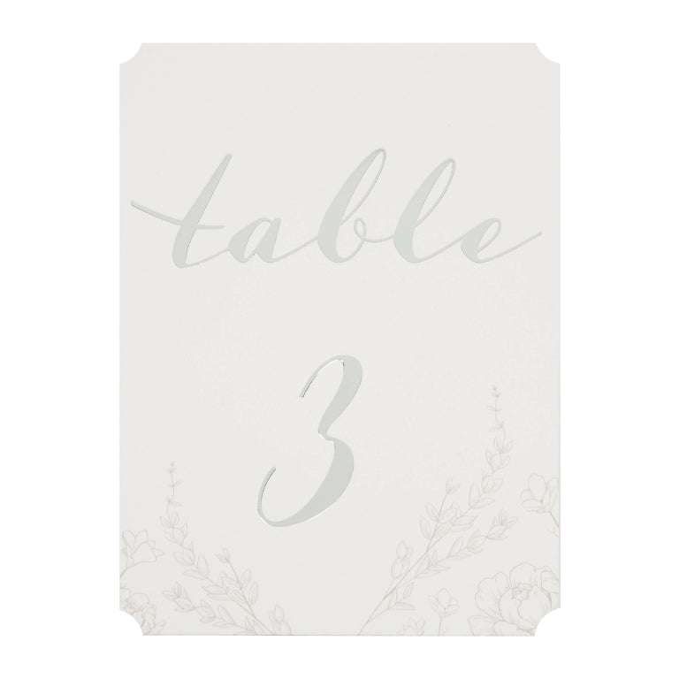 Pack Of 12 Wedding Table Number Cards
