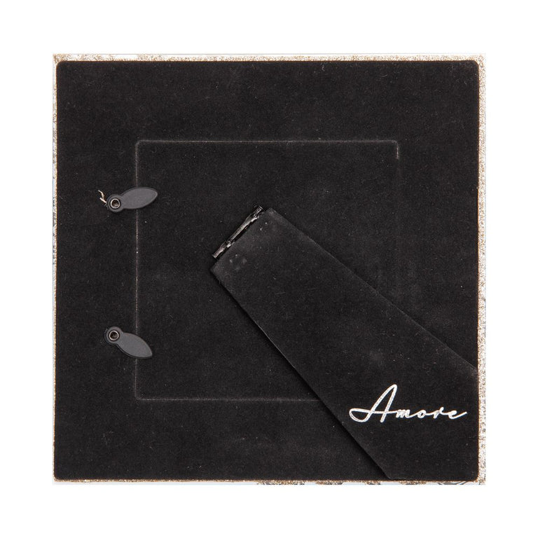 Amore Pale Grey Glass Gold Floral Frame  4 X 4