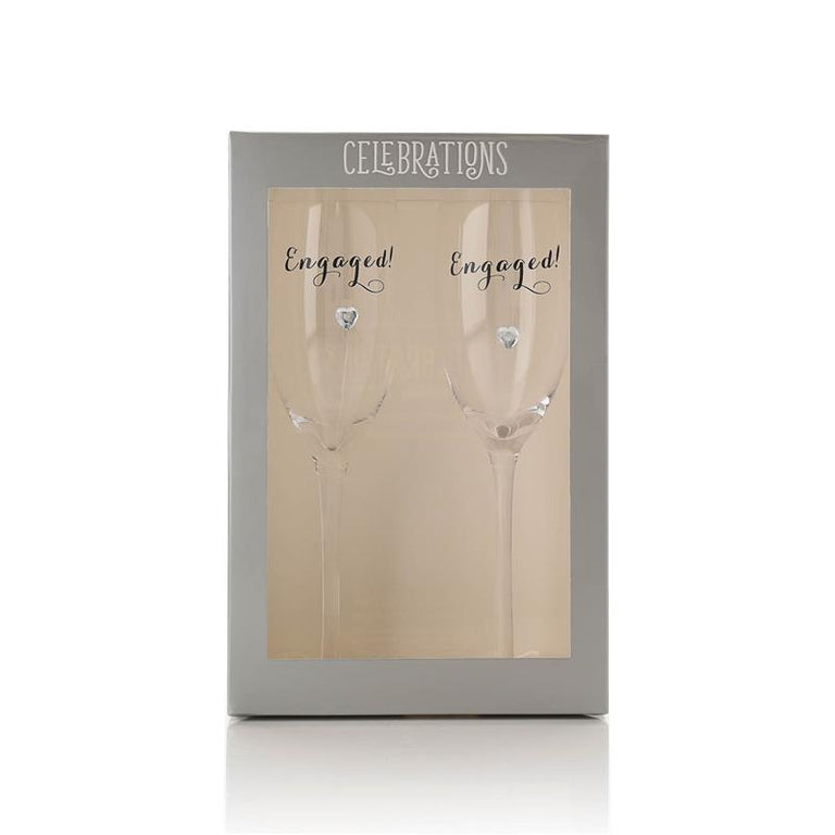 Celebrations Set of 2 Champagne Flutes  Engaged