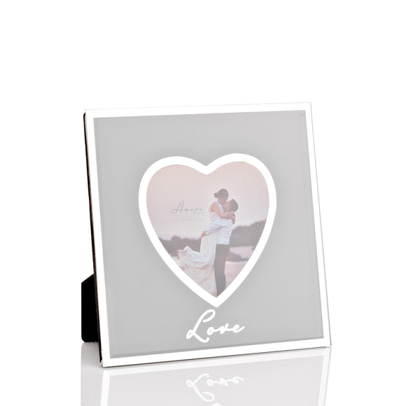 Mirror Border Photo Frame Heart Aperture Love 4 X 4