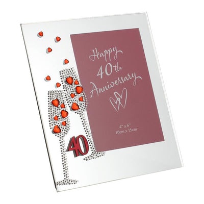 Anniversary Mirror Frame 4x6 FluteCrystal 40th