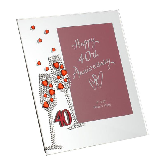 Anniversary Mirror Frame 4x6 FluteCrystal 40th