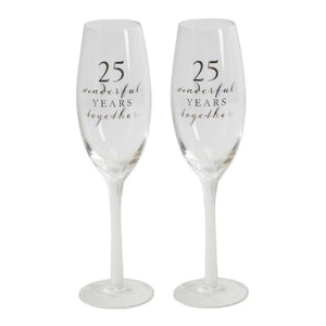 Amore Champagne Flute Set  25th Anniversary