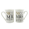 Ceramic Mug Set  Mr Right  Mrs Always Right 50 Years