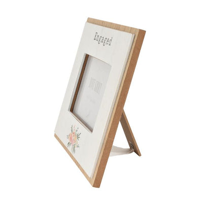 Love Story Wooden Photo Frame  Engaged 6 x 4